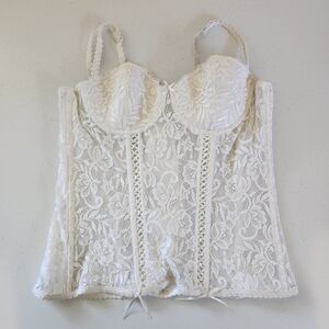 Vintage Roselle White Lace Bustier Corset Lingerie Size 36B Coquette Castlecore